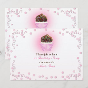 Convites de Aniversário com Confetes de Cupcake Ro