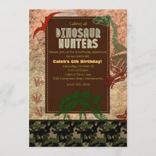 Convites de Aniversário com Fósseis de Dinossauros