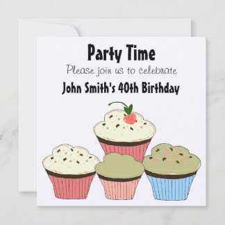 Convites de Aniversário - Cupcakes