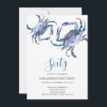 Convites de aniversário da Praia 60<br><div class="desc">Diga à Belle que 60º convite de Aniversário da praia 60º Aniversário os detalhes do seu evento com uma superior caranguejo azul de aquarela. Uma cor correspondente enfeita a parte de trás do seu convite. Um chic da praia, mas uma escolha moderna para a sua Festa de aniversário ou o...</div>