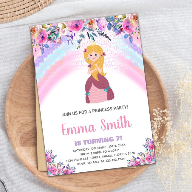 Convites de Aniversário da Princesa Roxa (Purple Princess Birthday Invitations)