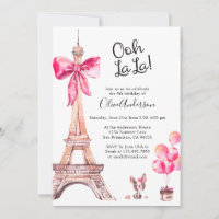 Convites de Aniversário da Torre Eiffel Paris Fofo