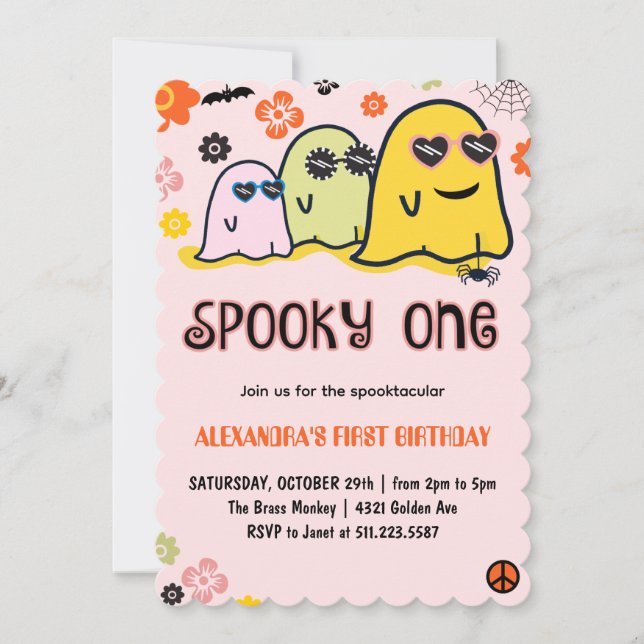 convites de aniversário de 1º Halloween Assustador (Frente)