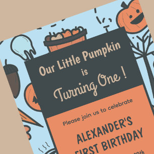 convites de aniversário de 1º Halloween outono abó