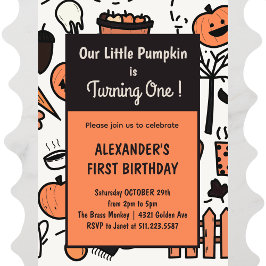 convites de aniversário de 1º Halloween outono out