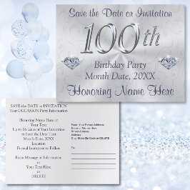 Convites de Aniversário de 100 anos ou Save the Da