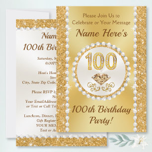 Convites de Aniversário de 100 anos, Personalizado