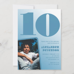 Convites de aniversário de 10 anos com gradiente a