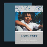 convites de aniversário de 10 anos Menino Confetes<br><div class="desc">convites de aniversário de 10 anos menino Confetes Foto Azul moderno chique elegante</div>