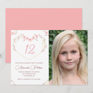 convites de aniversário de 12 anos Boho Floral Fot