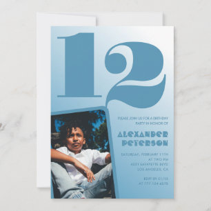 Convites de aniversário de 12 anos com gradiente a