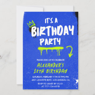 convites de aniversário de 12 anos Menino Grafite 