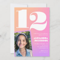 Convites de aniversário de 12 anos Rosa Laranja Re