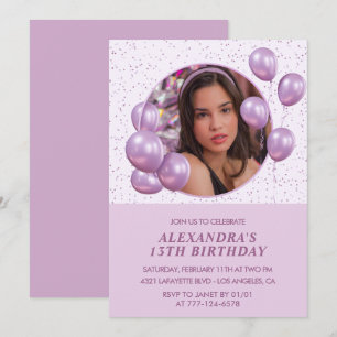 Convites de aniversário de 13 anos Balões Foto Rox