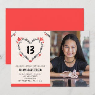 convites de aniversário de 13 anos para ela Floral
