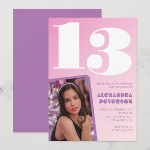 Convites de aniversário de 13 anos rosa Menina Fot