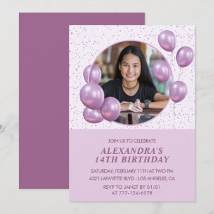 convites de aniversário de 14 anos Balões Foto Rox