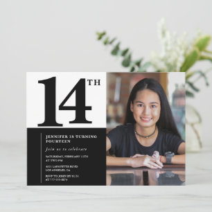 Convites de aniversário de 14 anos com foto Elegan