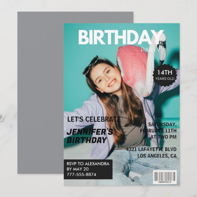 convites de aniversário de 14 anos para ela Capa d (Frente/Verso)