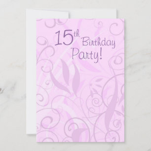 Convites de aniversário de 15 Floral Rosa