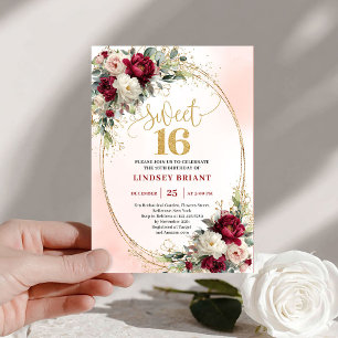 Convites de Aniversário de 16 anos Glam Boho Merlo