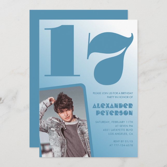 Convites de aniversário de 17 anos de gradiente az (Frente/Verso)