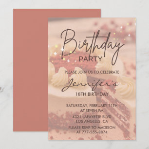 Convites de aniversário de 18 anos elegantes Cake