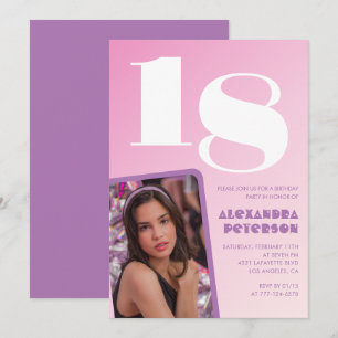 Convites de aniversário de 18 anos rosa Foto retrô
