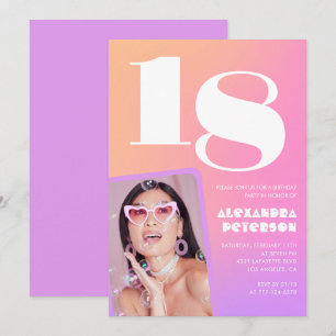 Convites de aniversário de 18 anos rosa para ela F