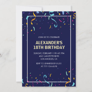 Convites de aniversário de 18 anos simples Homens