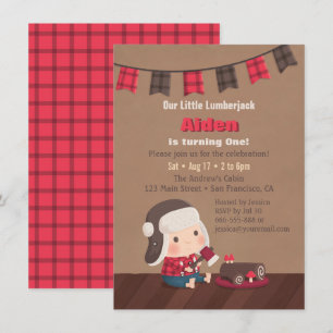 Convites de Aniversário de 1 Ano do Lenhador Bonit
