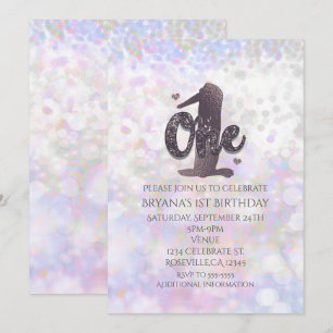 Convites de Aniversário de 1 Ano Iridescent Sparkl