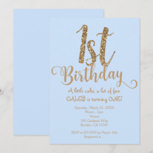 Convites de Aniversário de 1 ano Meninos Azul e Do