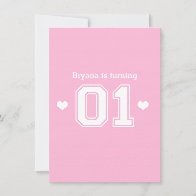 Convites de Aniversário de 1 ano Pink Athletic 01 (Frente)