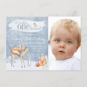 Convites de Aniversário de 1 Ano Winter ONEderland