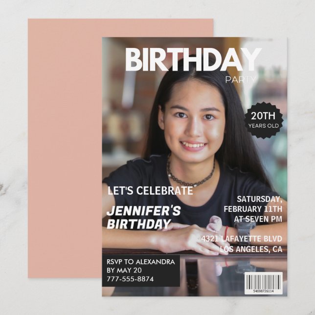 convites de aniversário de 20 anos Capa da Revista (Frente/Verso)