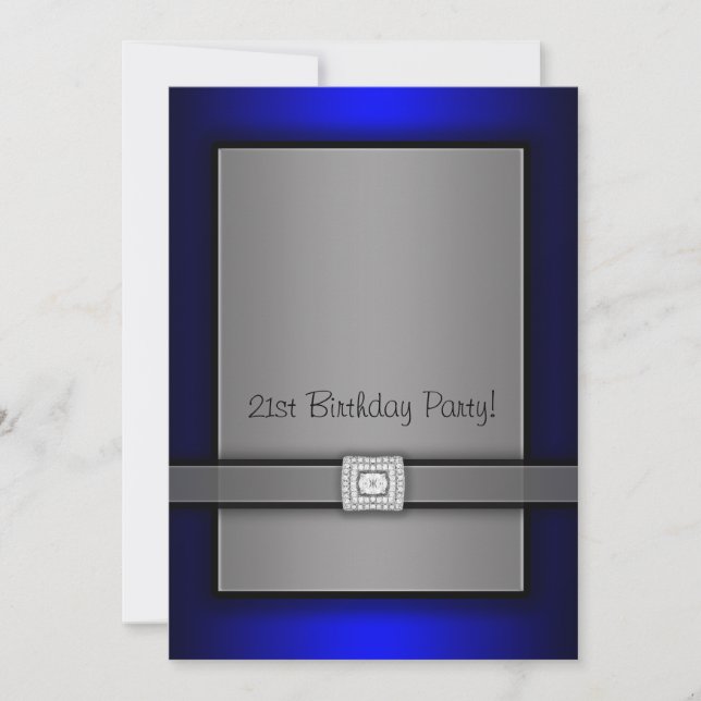 Convites de Aniversário de 21 anos Azul e Preto (Frente)