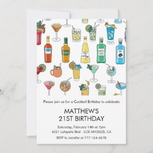 convites de aniversário de 21 anos Coquetel Contem