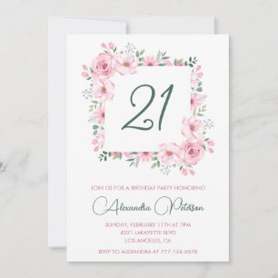 convites de aniversário de 21 anos Floral Elegante