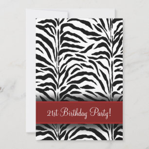 Convites de Aniversário de 21 Anos Red Zebra