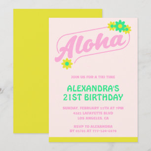 convites de aniversário de 21 anos Tropical Aloha