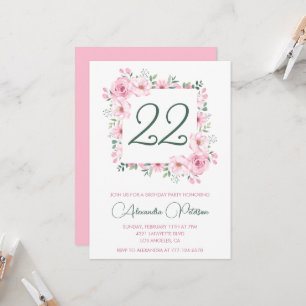 Convites de aniversário de 22 anos elegantes Flora