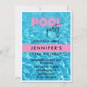 convites de aniversário de 22 anos Festa na Piscin
