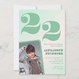 Convites de aniversário de 22 anos gradiente verde
