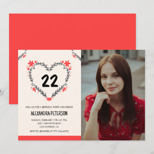 convites de aniversário de 22 anos para ela Floral
