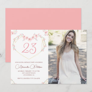 convites de aniversário de 23 anos Boho Floral Fot