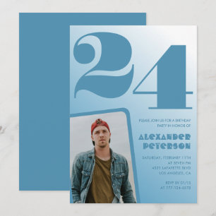 Convites de aniversário de 24 anos com gradiente a