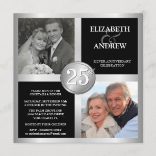Convites de Aniversário de 25 anos com 2 Fotos