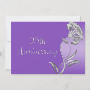 Convites de Aniversário de 25 Anos Elegantes Roxo 