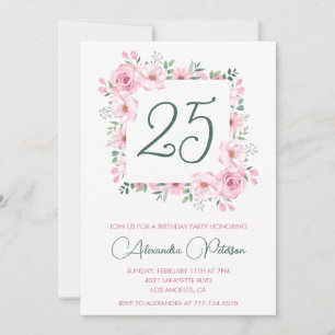 convites de aniversário de 25 anos Floral Elegante